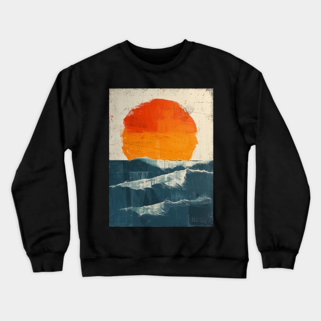 sunset and waves Crewneck Sweatshirt by bulografik